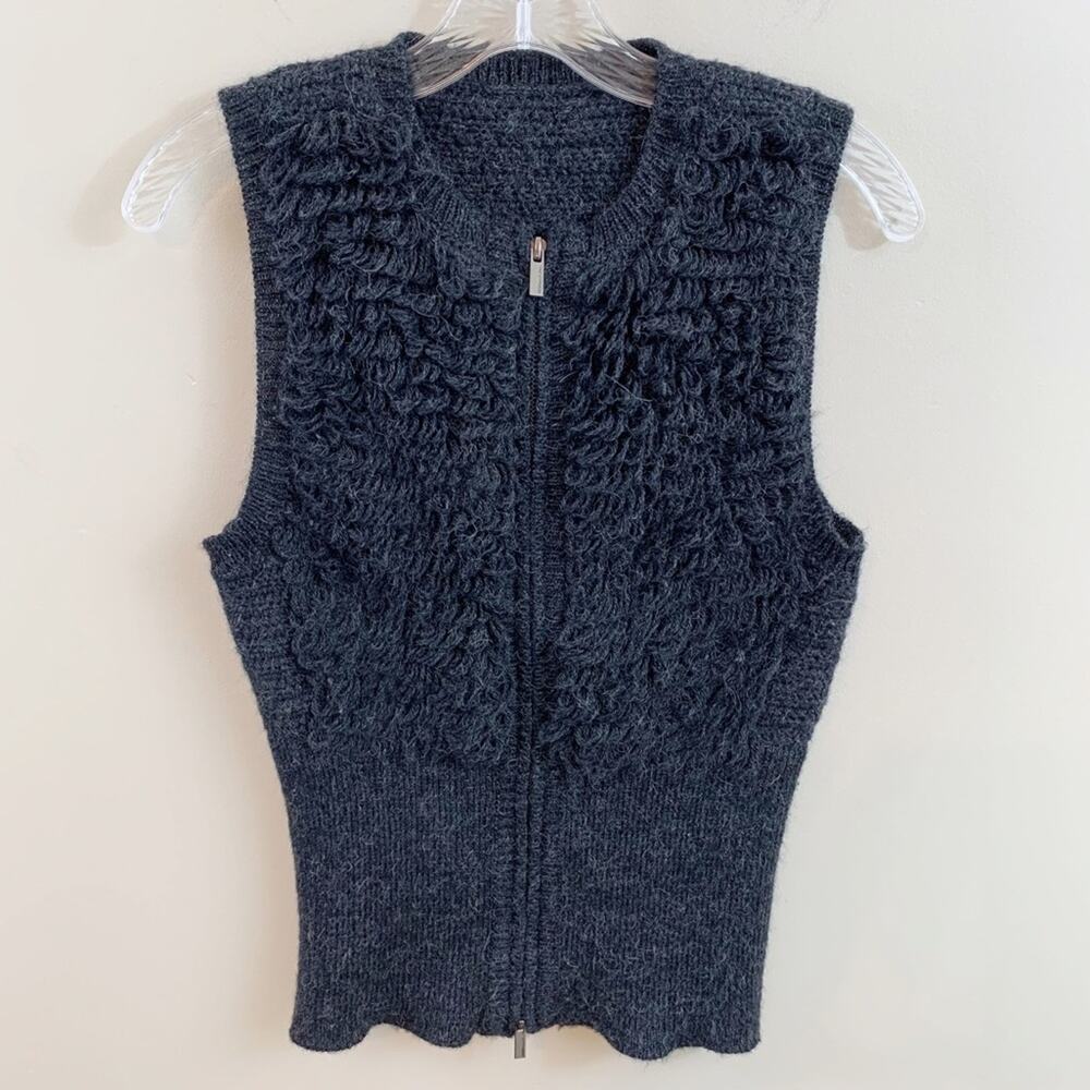 BCBGMaxazia Gray Shag Alpaca Sweater Vest